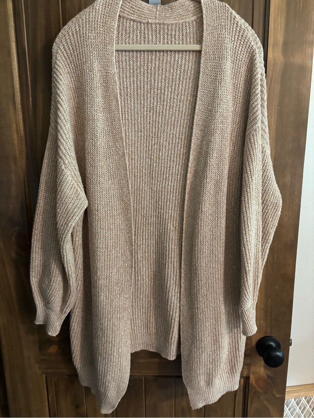SHEIN Open-Front Chunky Knit Cardigan in Beige